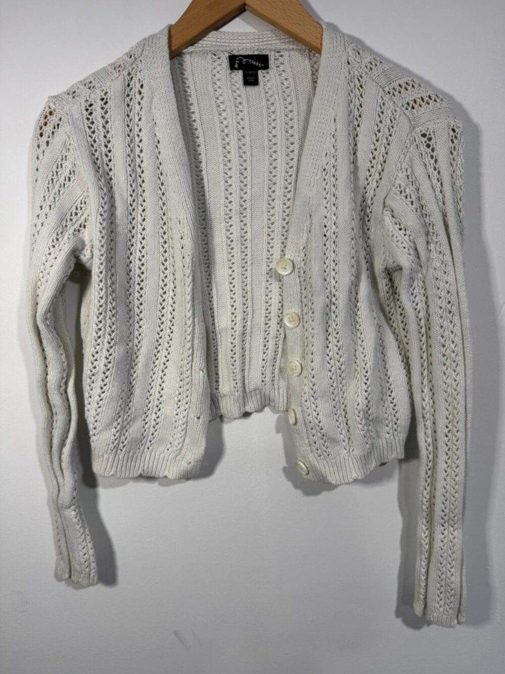 Art Class Girls / Junior Crochet Sweater Size L Coquette Knit Classic Crop Boho